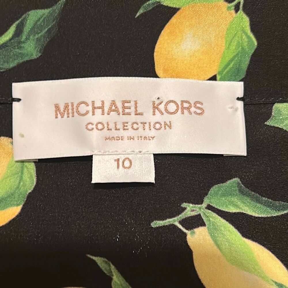 Michael Kors Collection Sz 10 Lemon Print Button Blouse Silk Italian Euro Summer - Picture 8 of 9